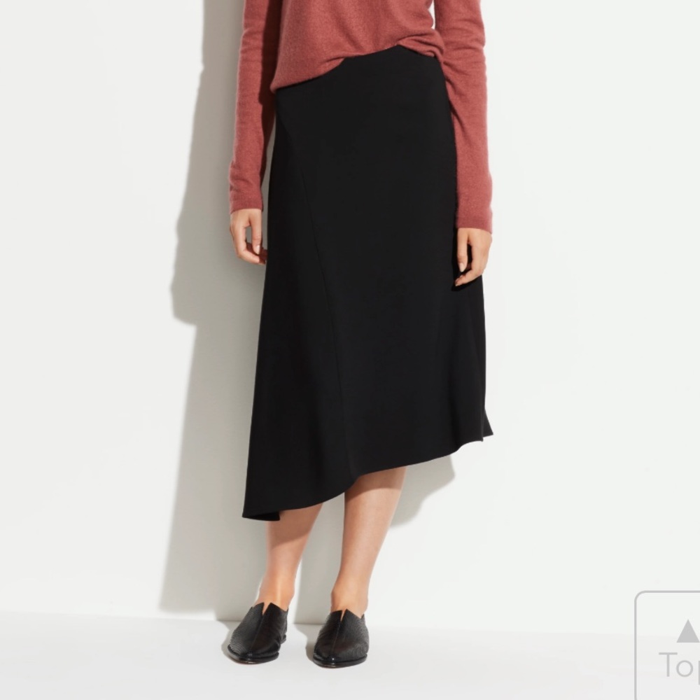 Vince Asymmetrical Black Midi Skirt. EUC.